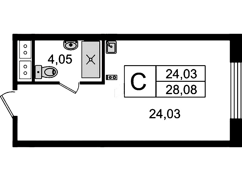 Квартира студия 28.08 м², 4/14 эт., Комплекс апартаментов «Ladozhsky Avenir»